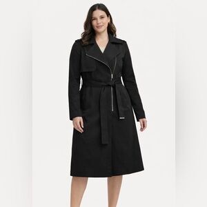 Soia & Kyo Black Belted Trench Coat – Pleated Back